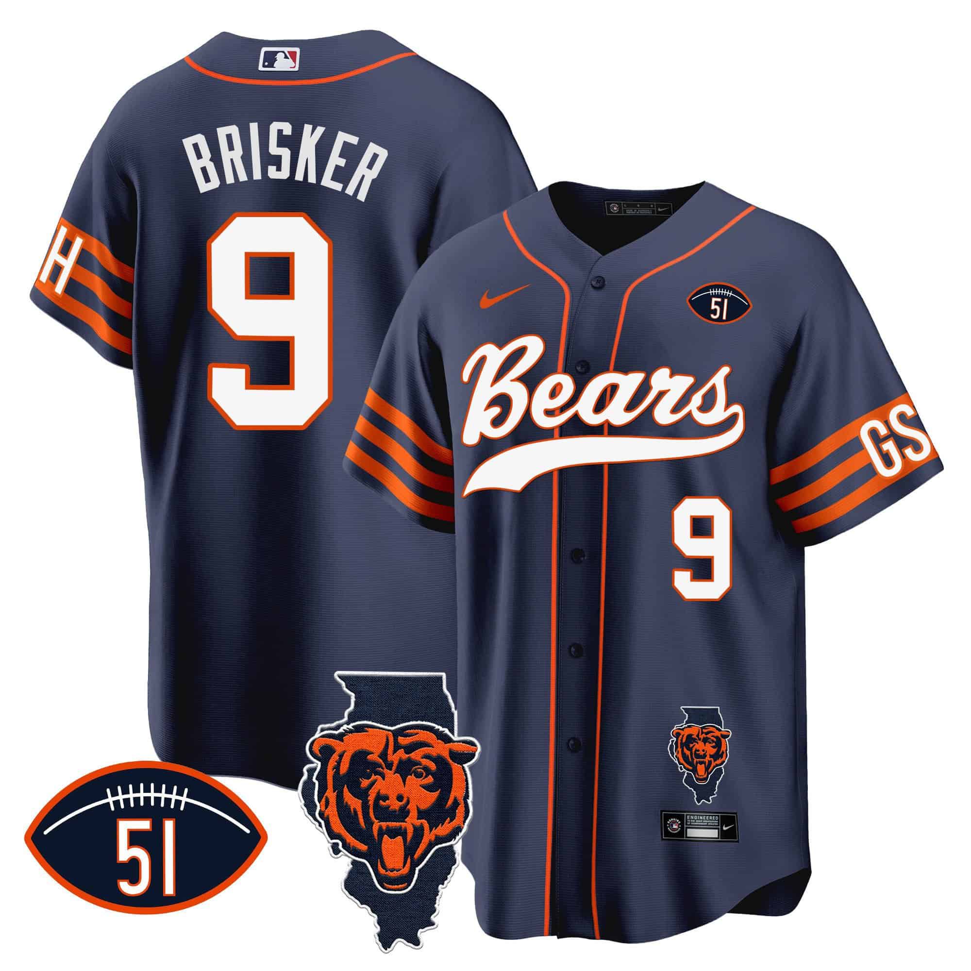 Men Chicago Bears #9 Brisker Blue 2024 Nike Patch Baseball NFL Jersey style 1->indianapolis colts->NFL Jersey